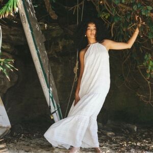 Young Fabulous & Broke YFB Elegant White Halter Summer Beach Maxi Dress Small S